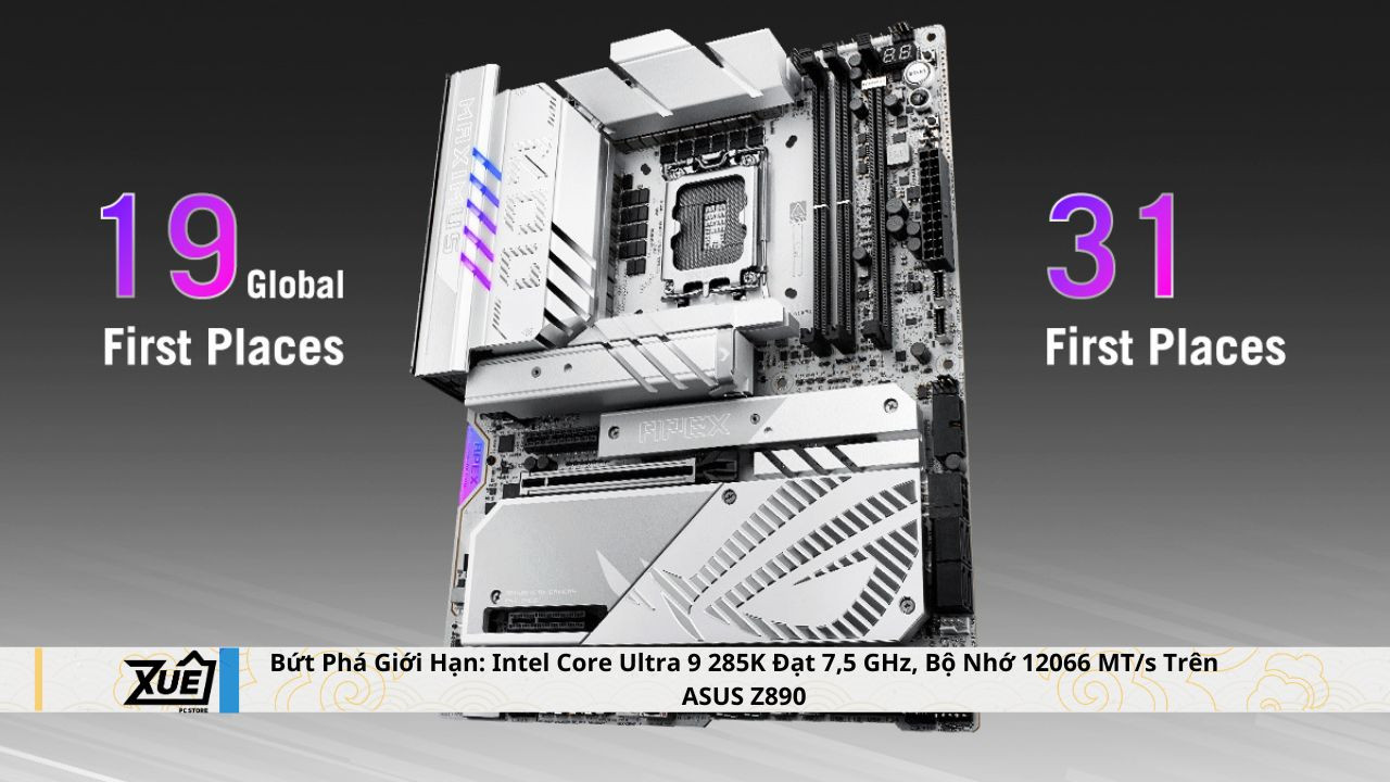 Bứt Phá Giới Hạn: Intel Core Ultra 9 285K Đạt 7,5 GHz, Bộ Nhớ 12066 MT/s Trên ASUS Z890