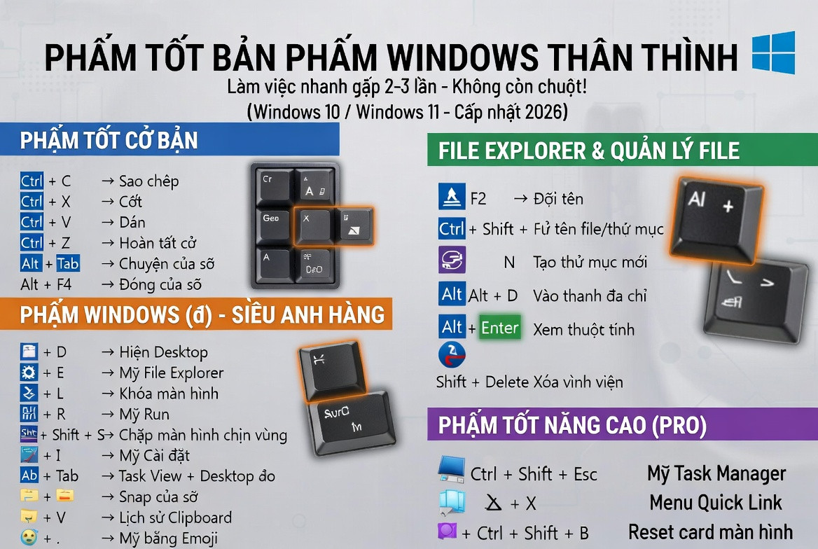 Tip & Trick: Các phím tắt bàn phím “thần thánh” trên Windows giúp bạn làm việc nhanh gấp đôi