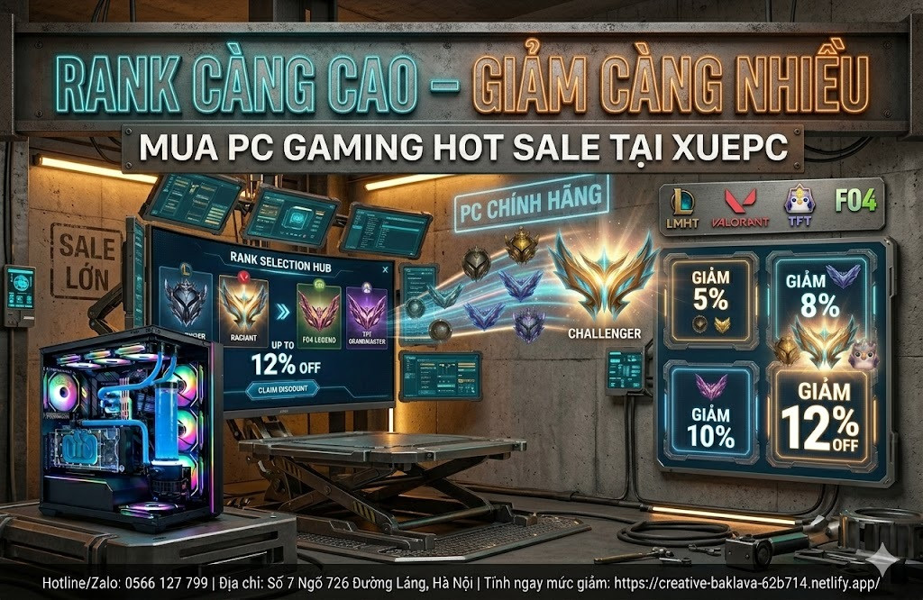 Rank Càng Cao Giảm Càng Nhiều – Mua PC Gaming Giảm Tới 12% | XUEPC