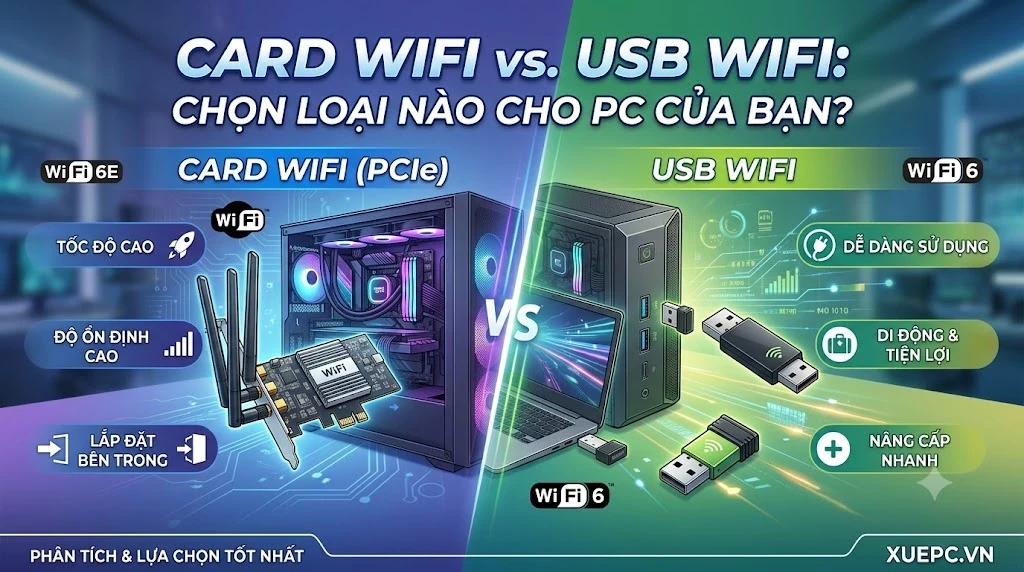 Card WiFi và USB WiFi: Nên Chọn Loại Nào Cho PC Của Bạn?