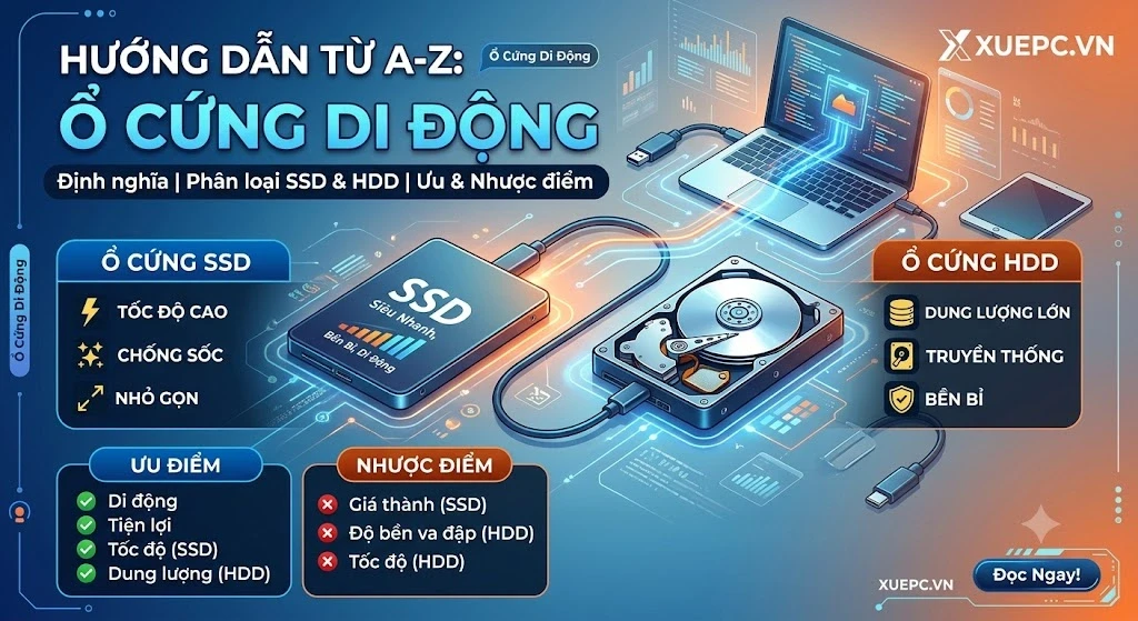 Hướng Dẫn Từ A-Z: Ổ Cứng Di Động Là Gì? Phân Loại, Ưu Và Nhược Điểm
