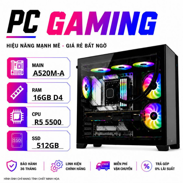 BỘ PC GAMING RYZEN 5 5500 - RX 7600 8GB (XUEPC280-G)