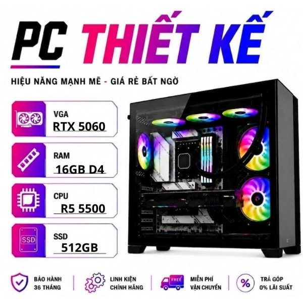 BỘ PC THIẾT KẾ RYZEN 5 5500 - RTX 5060 8GB (XUEPC195-TK)
