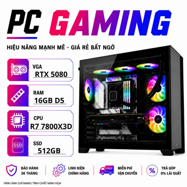 BỘ PC GAMING RYZEN 7 7800X3D - RTX 5080 16GB (XUEPC251-G)