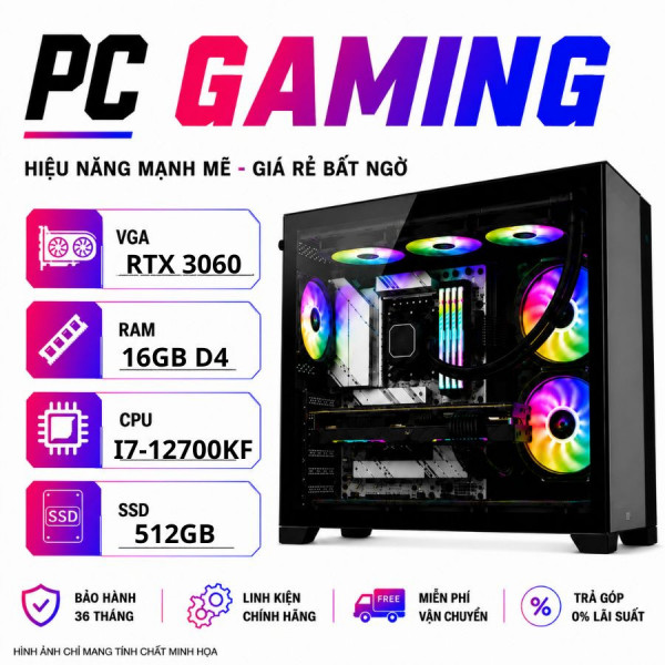 BỘ PC GAMING I7 12700KF - RTX 3060 12GB (XUEPC087-G)