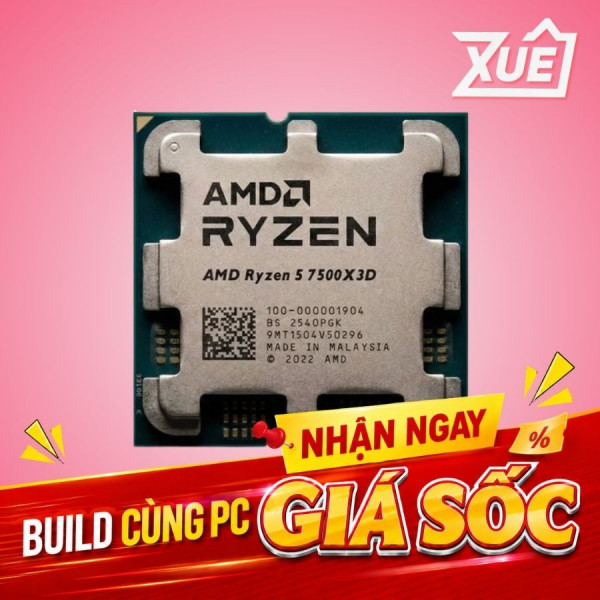 BỘ VI XỬ LÝ AMD RYZEN 5 7500X3D (AMD AM5 - 6 CORE - 12 THREAD - BASE 4.0GHZ - TURBO 4.5GHZ - CACHE 102MB) - TRAY
