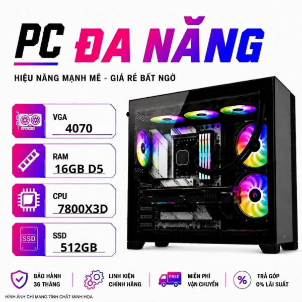 BỘ PC AMD RYZEN 7 7800X3D - RTX 4070 SUPER 12GB (XUEPCQC49)