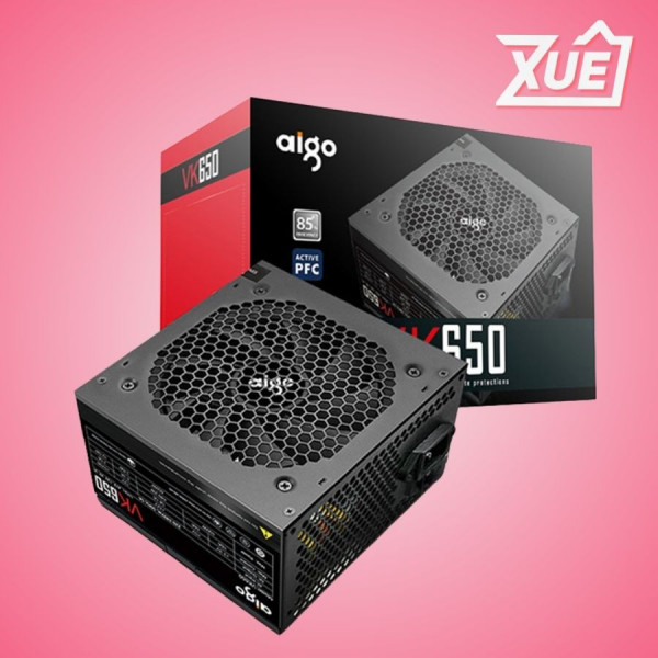NGUỒN MÁY TÍNH AIGO VK650 - 650W (80 PLUS/ ACTIVE PFC/ SINGLE RAIL)