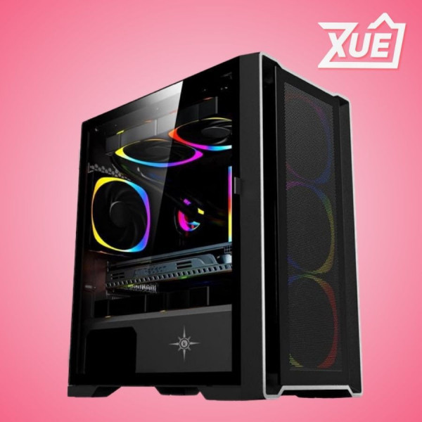 VỎ CASE KENOO ESPORT M500 - 3F (M-ATX/MÀU ĐEN/KÈM 3 FAN RGB)