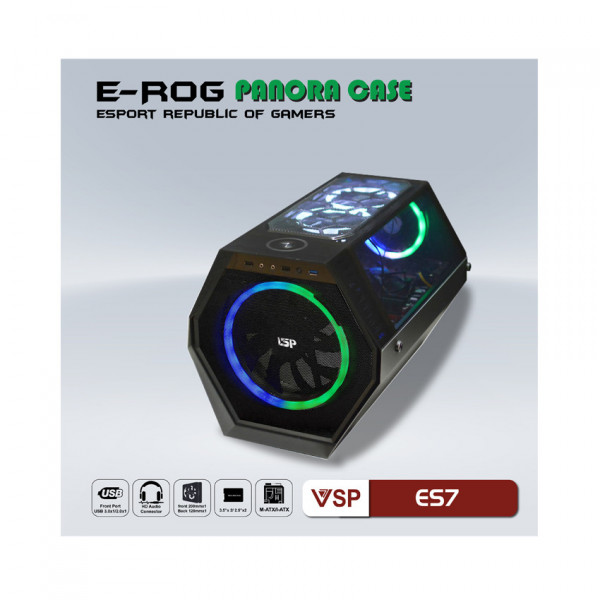 VỎ CASE VSP E-ROG ES7 BLACK (MID TOWER / MÀU ĐEN)