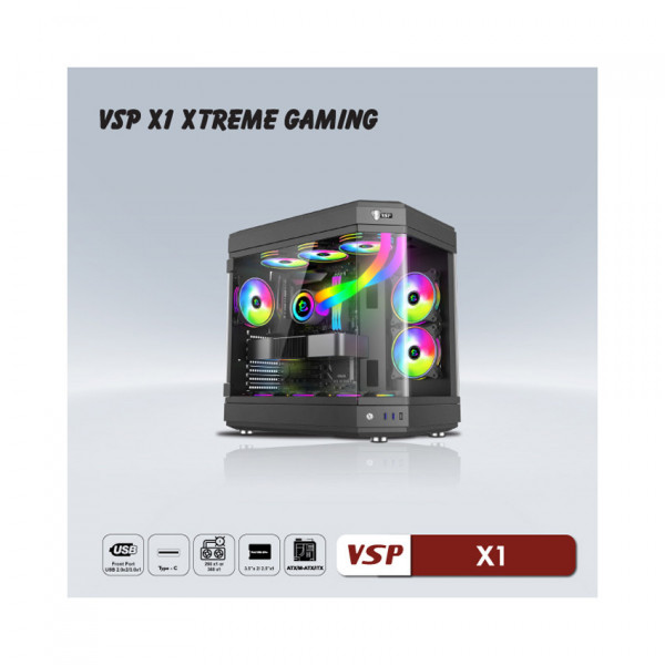 VỎ CASE VSP X1 EXTREME GAMING (MID TOWER/MÀU ĐEN)