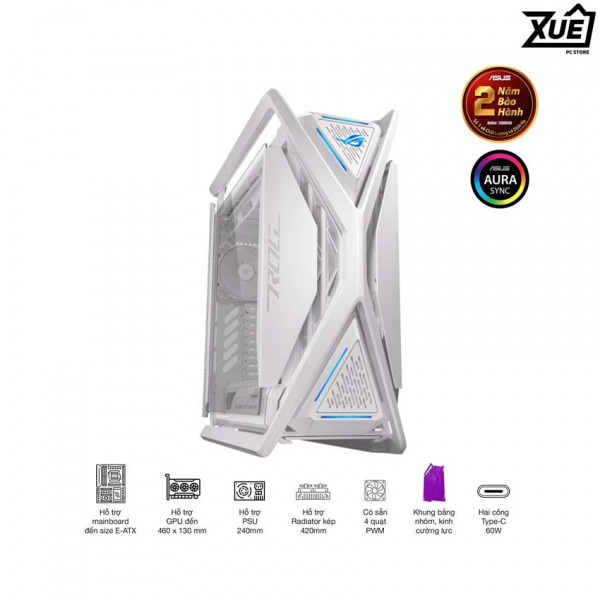 VỎ CASE ASUS GR701 ROG HYPERION WHITE EDITION (EATX/FULL TOWER/ MÀU TRẮNG)