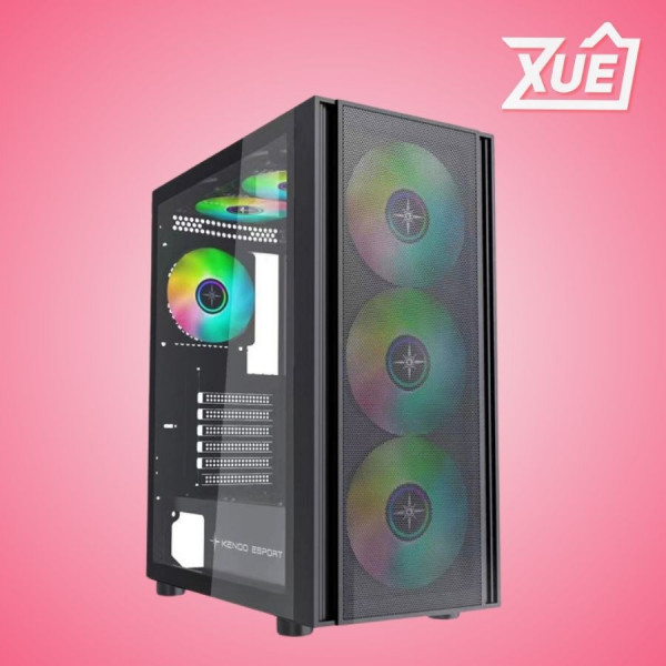 VỎ CASE KENOO ESPORT EM700- 3F - ĐEN  (E-ATX/MID TOWER/3 QUẠT)