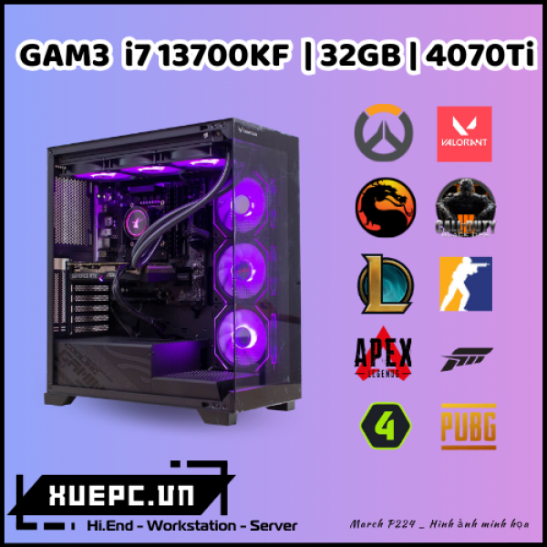 BỘ MÁY TÍNH GAM3 i7 13700KF | 32GB | NVIDIA RTX 4070Ti