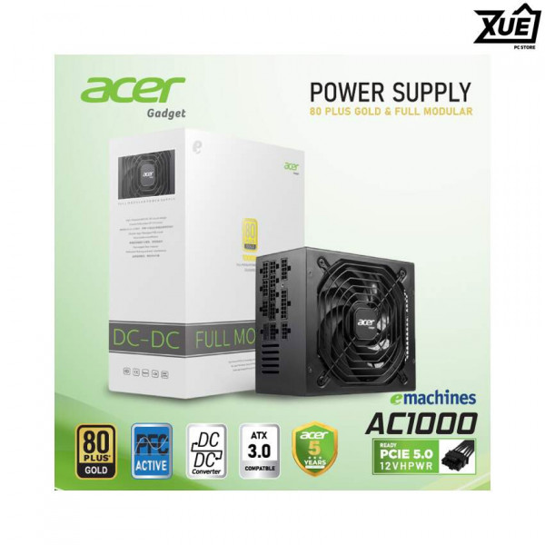 NGUỒN MÁY TÍNH ACER AC1000 GOLD FULL MODULAR (ATX 3.0/PCI-E 5.0)