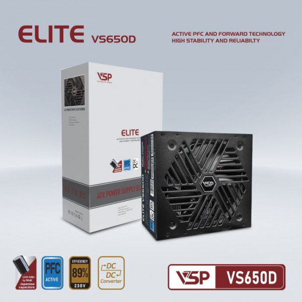 BỘ NGUỒN CÔNG SUẤT THỰC VSP ELITE ACTIVE PFC VS650D