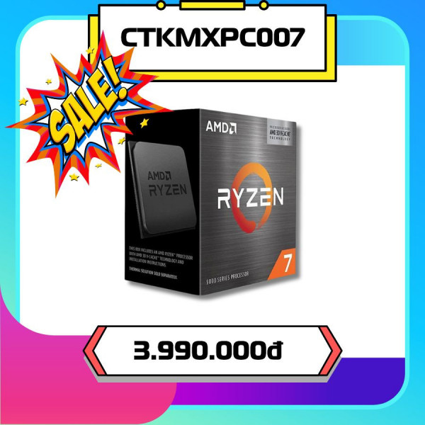 BỘ VI XỬ LÝ AMD RYZEN 7 5700X3D TRAY (3.0GHZ UPTO 4.1GHZ / 100MB / 8 CORES, 16 THREADS / 105W / SOCKET AM4) (CTKMXPS007)