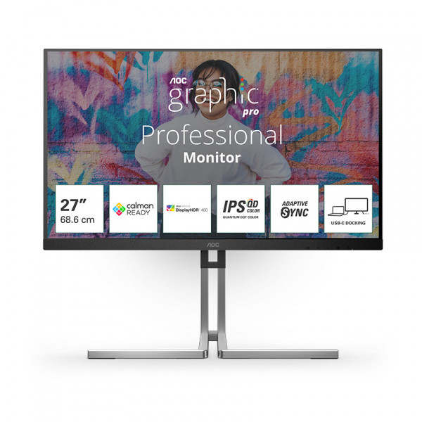 MÀN HÌNH AOC GRAPHIC PRO Q27U3CV/74 (27 INCH/QHD/NANO IPS/75HZ/4MS/LOA/RJ45/HDR400/USB-C 96W)