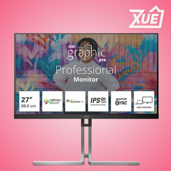 MÀN HÌNH AOC GRAPHIC PRO U27U3CV/74 (27 INCH/UHD/NANO IPS/60HZ/4MS/LOA/RJ45/HDR400/USB-C 96W)