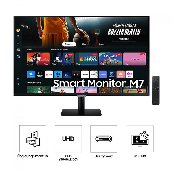 MÀN HÌNH SAMSUNG THÔNG MINH M7 M70D LS32DM700UEXXV (32 INCH/UHD/VA/60HZ/4MS/LOA)