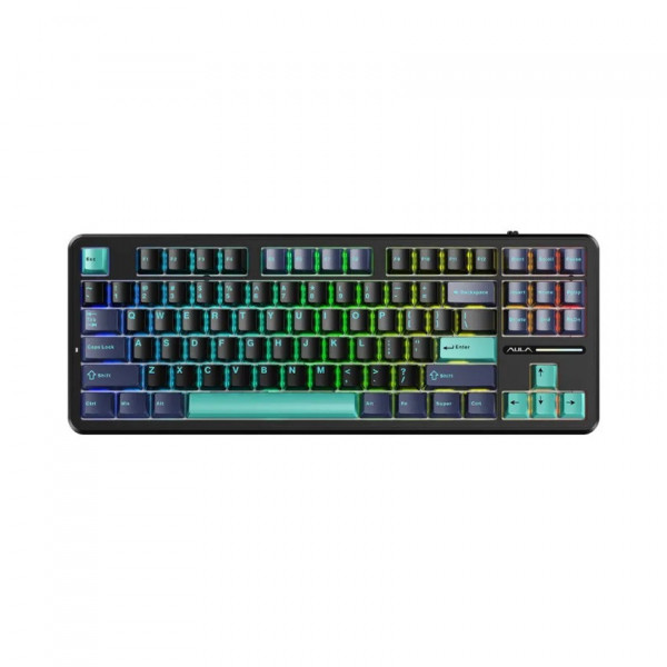 BÀN PHÍM CƠ GAMING AULA F87/F87 PRO (3 MODE/XANH ĐẬM+ĐEN+XANH CỔ VỊT/GREY WOOD V4 SWITCH)