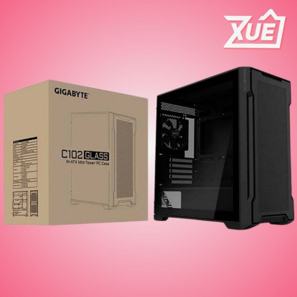 VỎ CASE GIGABYTE C102 GLASS GB-C102G (MATX/MÀU ĐEN)