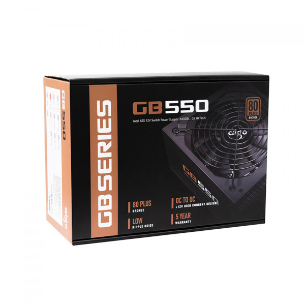 NGUỒN MÁY TÍNH AIGO GB550 - 550W (80 PLUS BRONZE/MÀU ĐEN)