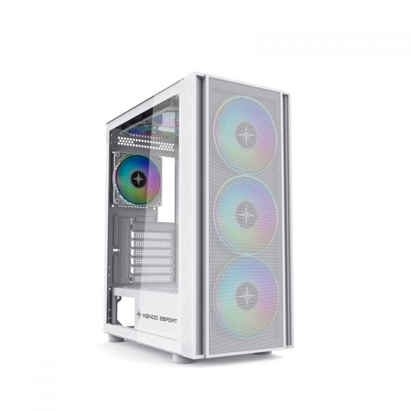 VỎ CASE KENOO ESPORT EM700- 3F - TRẮNG  (E-ATX/MID TOWER/3 QUẠT)
