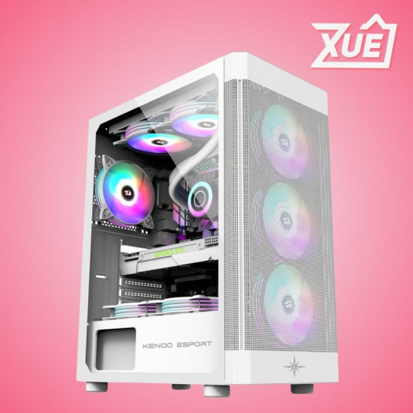 VỎ CASE KENOO ESPORT AF100 - 3F - TRẮNG  (ATX/MID TOWER/FULL THÉP/3 QUẠT)
