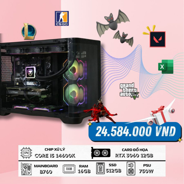 BỘ MÁY TÍNH GAMING I5 14600K | 16GB RAM | 512GB SSD | RTX 3060 12GB 