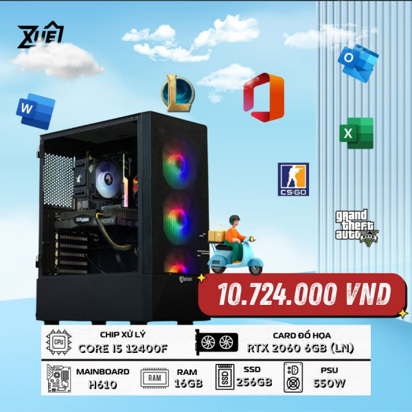 BỘ MÁY TÍNH GAMING I5 12400F | 16GB RAM | 256GB  SSD | RTX 2060 6GB 