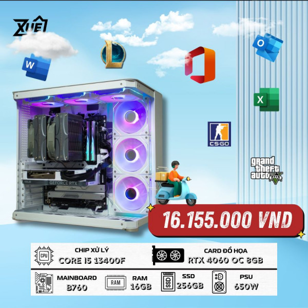 BỘ MÁY TÍNH GAMING I5 13400F | 16GB RAM | 256GB | RTX 4060 OC 8GB