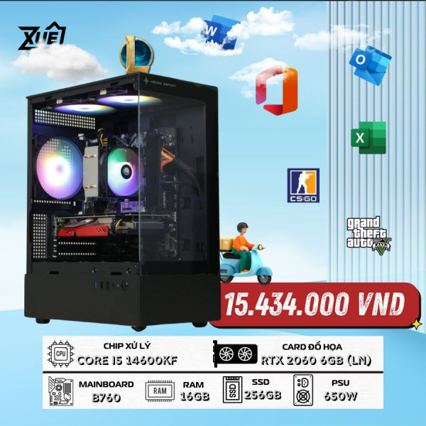 BỘ MÁY TÍNH GAMING I5 14600KF | 16GB RAM | 256GB | RTX 2060 6GB