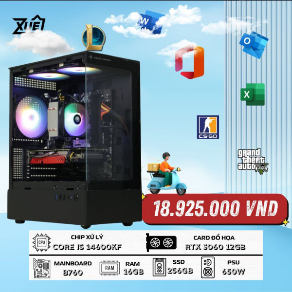 BỘ MÁY TÍNH GAMING I5 14600KF | 16GB RAM | 256GB SSD | RTX 3060 12GB