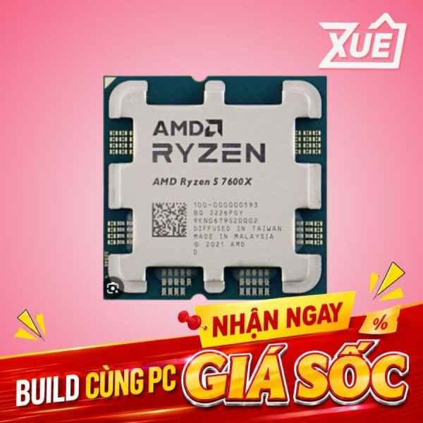 BỘ VI XỬ LÝ AMD RYZEN 5 7600X ( UP TO 5.3GHZ, 6 NHÂN 12 LUỒNG, 38MB CACHE, AM5)