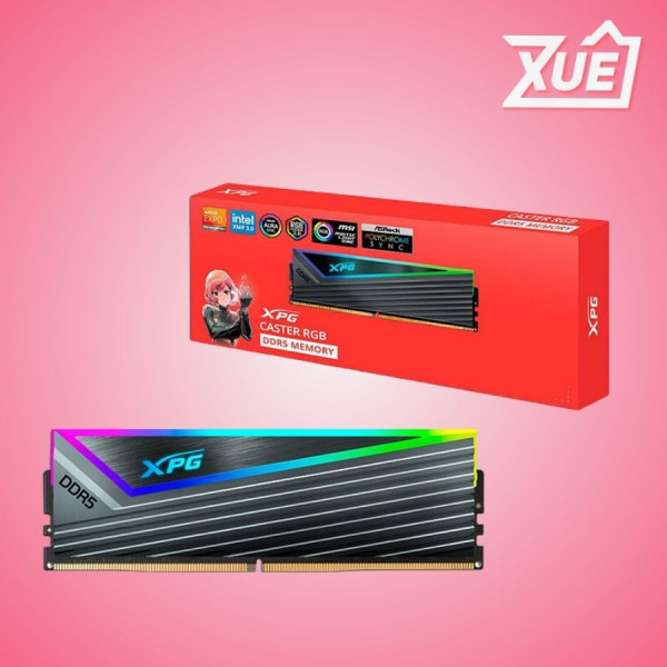 BỘ NHỚ RAM DESKTOP ADATA XPG CASTER RGB BLACK (AX5U6000C3016G-CCARGY) 16GB (1X 16GB) DDR5 6000MHZ