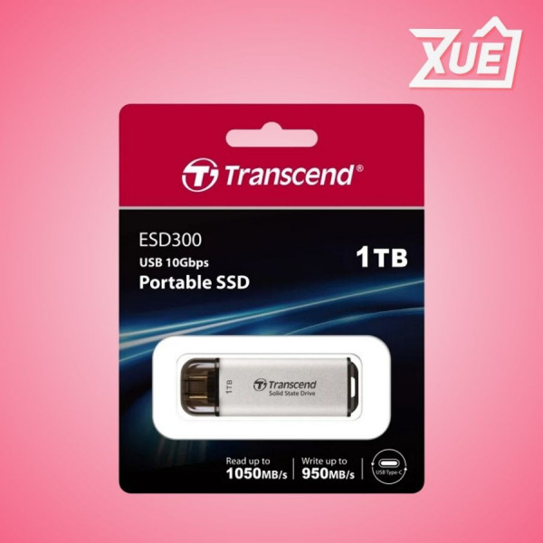 Ổ CỨNG DI ĐỘNG PORTABLE SSD 1TB TRANSCEND ESD300S MÀU BẠC