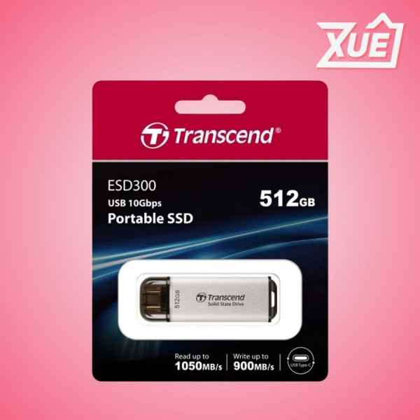 Ổ CỨNG DI ĐỘNG PORTABLE SSD 512GB TRANSCEND ESD300S MÀU BẠC