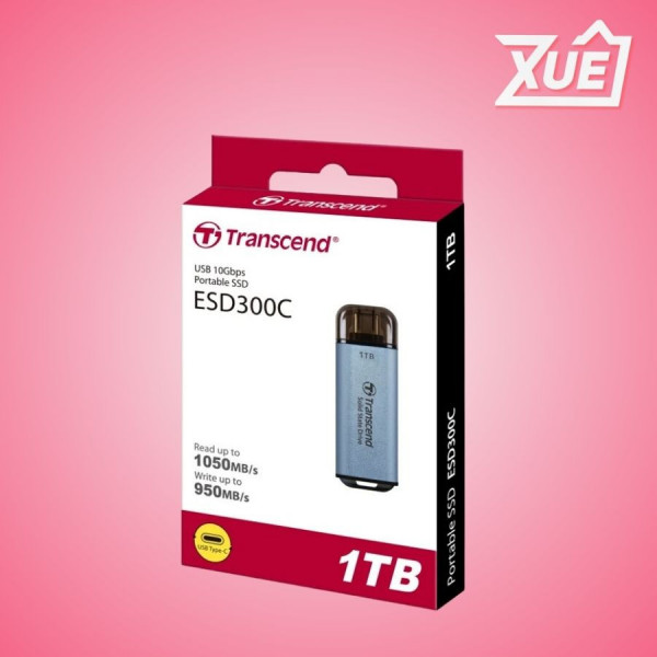 Ổ CỨNG DI ĐỘNG PORTABLE SSD 1TB TRANSCEND ESD300C MÀU XANH BLUE