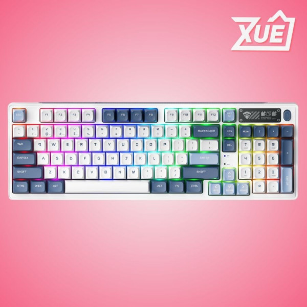 BÀN PHÍM MACHENIKE K600G-B97W TRI-MODE GR SILVER SWITCH RGB BLUE