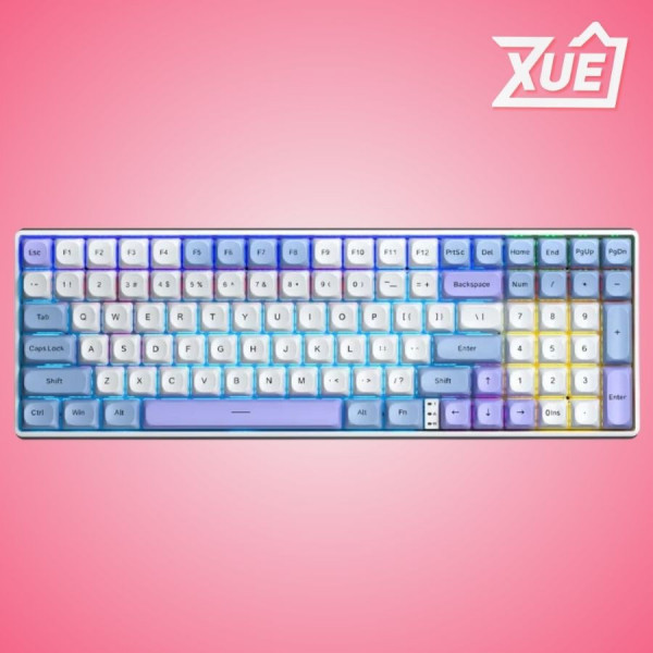 BÀN PHÍM CƠ GAMING AULA S100 PRO (3 MODE/ XANH DƯƠNG + TRẮNG + TÍM/ RED SWITCH)