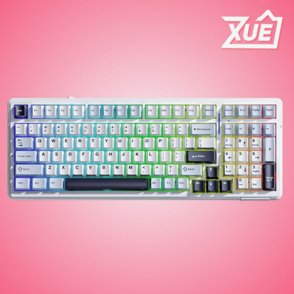 BÀN PHÍM CƠ GAMING AULA F99 (3 MODE/TRẮNG + XANH DƯƠNG + TÍM ĐẬM / GREY WOOD V3 SWITCH)