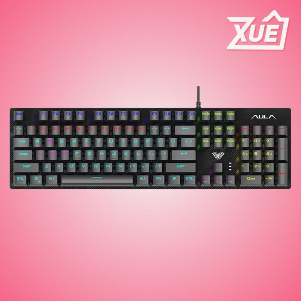 BÀN PHÍM CƠ GAMING AULA S2022 MÀU ĐEN (BLUE SWITCH, USB, LED RAINBOW)