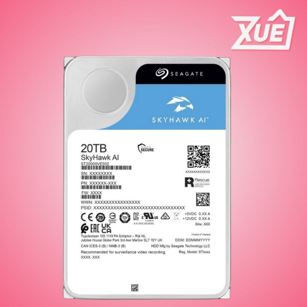 Ổ CỨNG HDD SEAGATE SKYHAWK AI 20TB 3.5 INCH, 7200RPM, SATA III, 512MB CACHE (ST20000VE003)