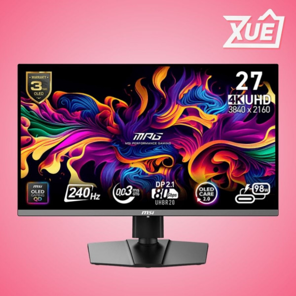 MÀN HÌNH MSI MPG 272URX QD-OLED (26.5 INCH, UHD, QD-OLED, 240HZ, 0.03MS, USB-C 98W)