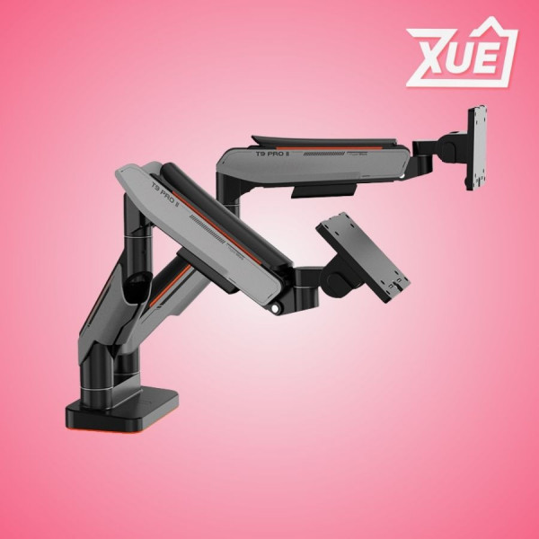 GIÁ ĐỠ 2 MÀN HÌNH HUMANMOTION T9 PRO II DUAL MÀU XÁM (23-43 INCH)