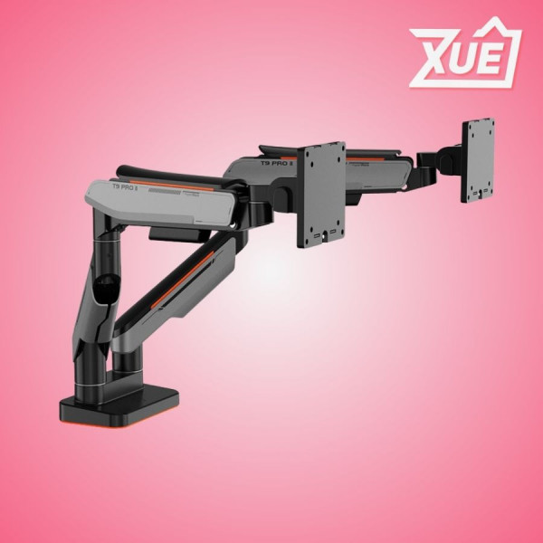 GIÁ ĐỠ 2 MÀN HÌNH HUMANMOTION T9 PRO II DUAL MÀU TRẮNG (23-43 INCH)