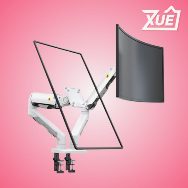 GIÁ TREO 2 MÀN HÌNH NORTH BAYOU G55 (27 - 34 INCH) KẸP BÀN - MÀU TRẮNG