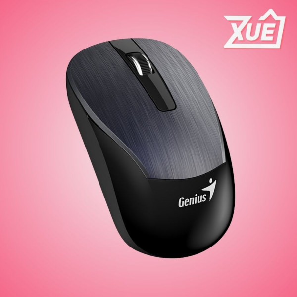 CHUỘT KHÔNG DÂY GENIUS ECO-8015 XÁM ĐẬM (PIN SẠC VỎ KIM LOẠI, WIRELESS 2.4GHZ, BLUEEYE)