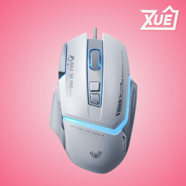 CHUỘT GAMING CÓ DÂY AULA S12 PRO (USB, RGB, TRẮNG XÁM)